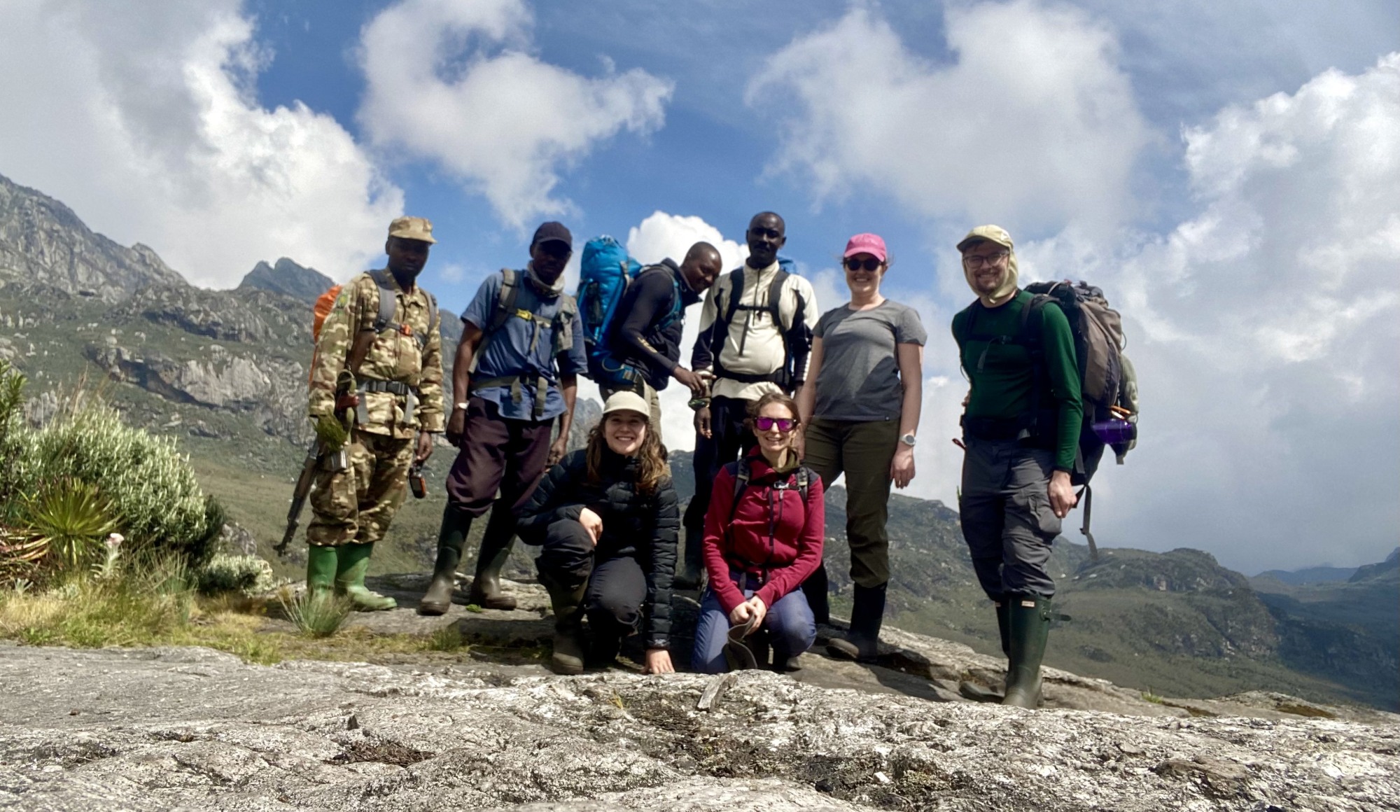 A team of eight in the Rwenzori Mountains National Park.