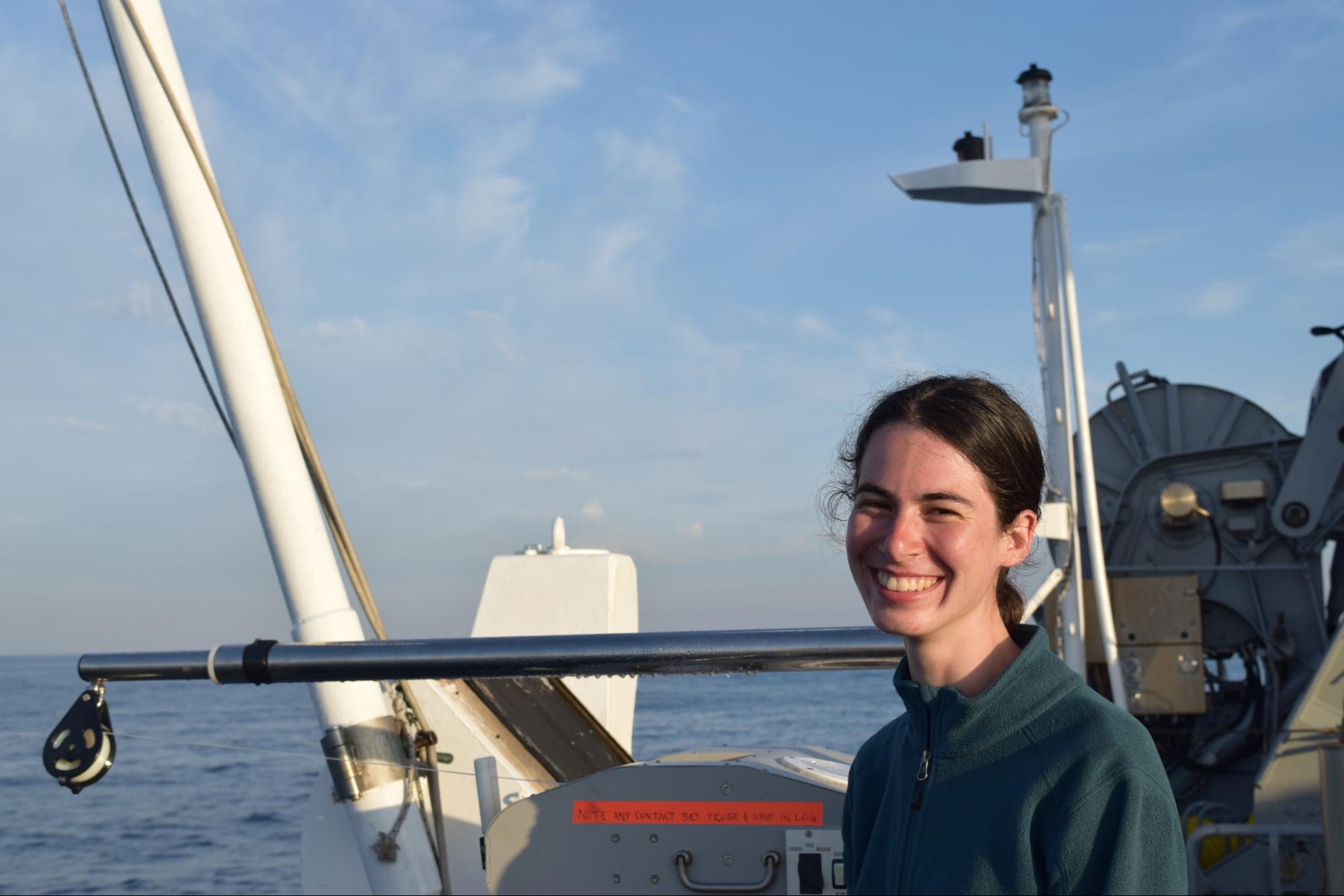 Mara Freilich on a research boat.