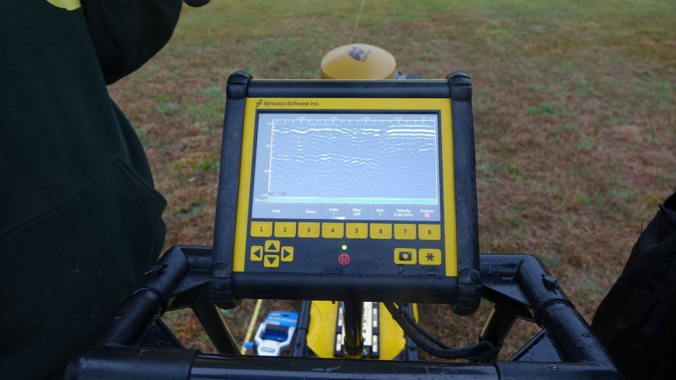 A close-up of the GPR screen showing data collected. 