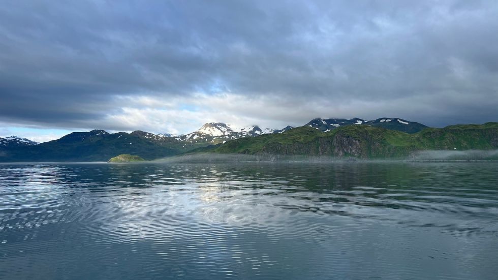 scenic horizon of ocean and Alaskan islands 