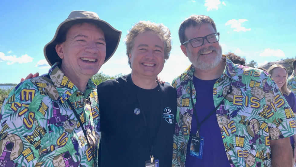 Geoffrey Collins (ScM 1996, PhD 2000), Patrick Russell (PhD 2005), and G. Wes Patterson  (ScM 2004, PhD 2007). 