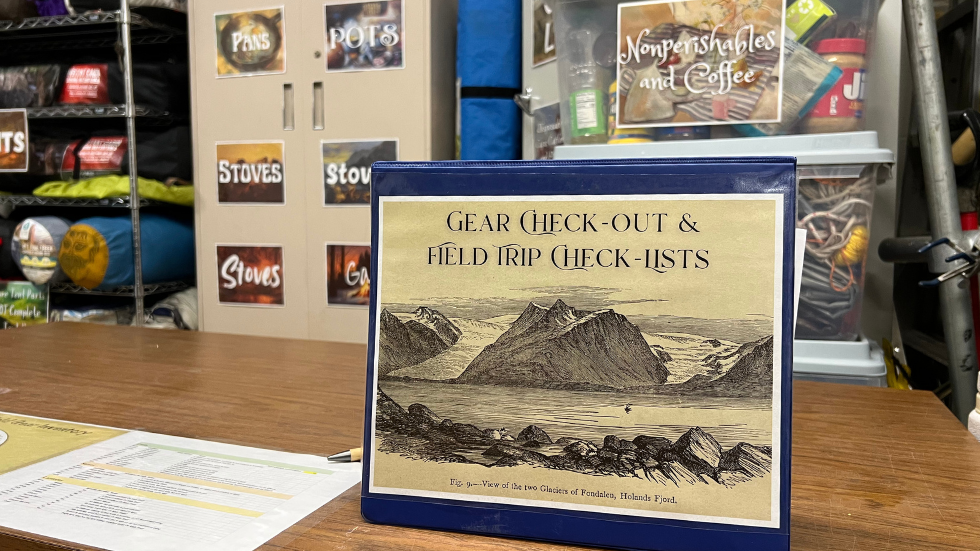 A new binder for Gear Check-outs and Field Trip Check-lists 