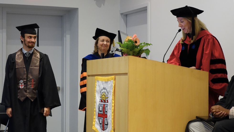 Gabriel Traietti receiving an award