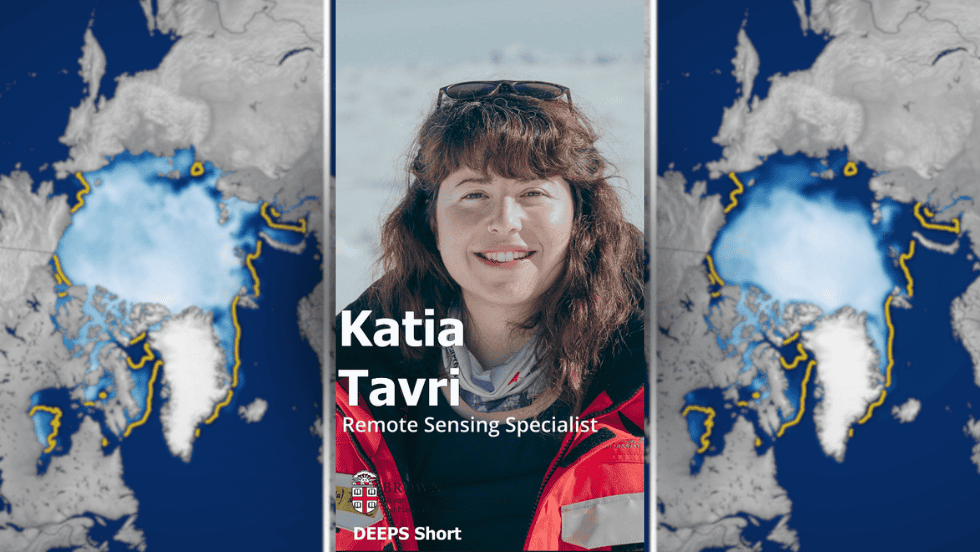 A thumbnail from the video, featuring Katia Tavri in the arctic