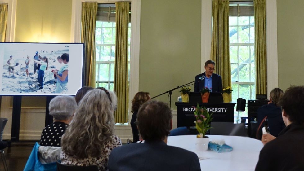 Terry Tullis speaking at the Jan Celebration of Life reception 