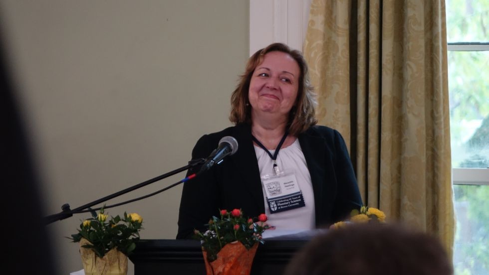 Chair Meredith Hastings speaking at the reception 