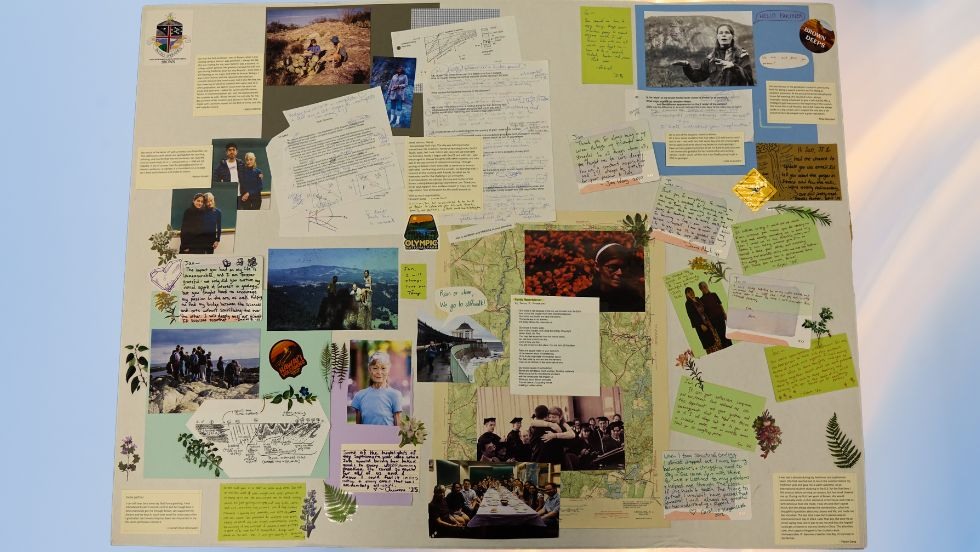 Pt 2 of the Jan memorial tapestry project (a bulletin board of notes, photos, momentos, etc)