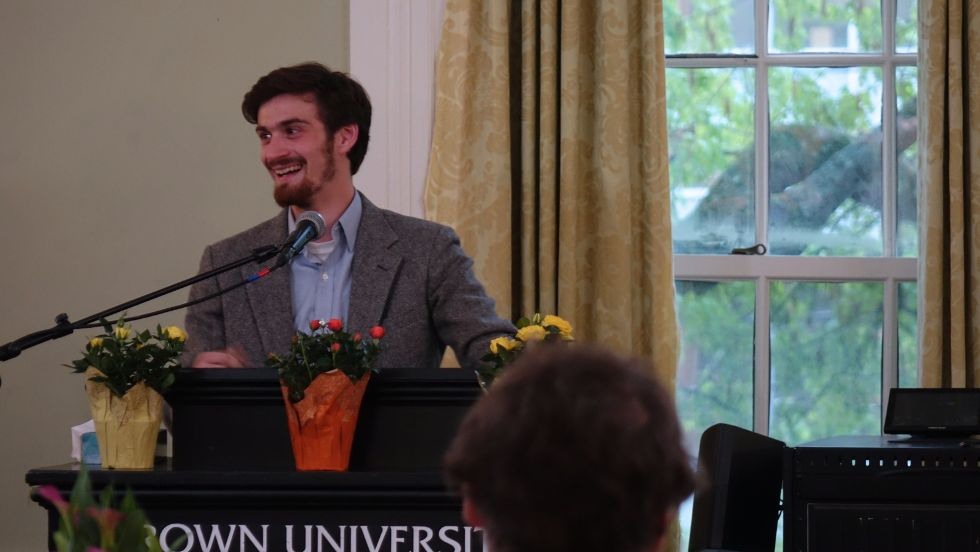 Gabriel Traietti speaking at the reception