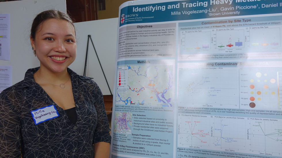 Milla Vogelezang-Liu beside her poster 